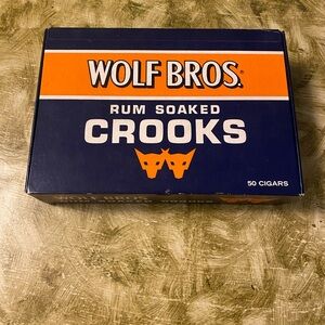 Vintage Wolf Bros Rum Soaked Crooks Cigar EMPTY Collectible Box